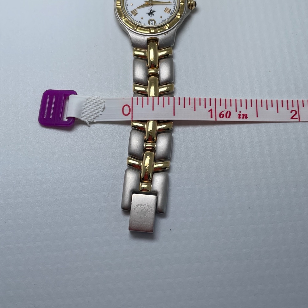 Vintage Women's 23k Gold Plated 2 Tone Watch by Beverly Hills Polo Club - Picture 6 of 12